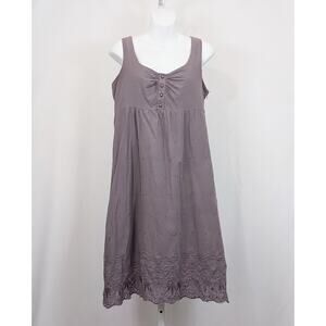 Romy Dress Dusty Lavender Purple Boho Eyelet Trim Milkmaid Misses Size XL